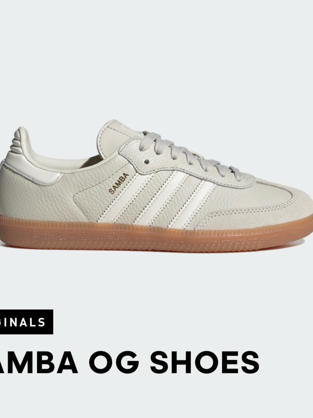 adidas Samba OG Shoes - Off-White with Gum Sole